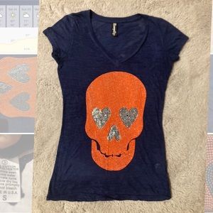 Rawyalty Skeleton Bling V-neck Tee (S)